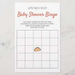 Laten we het Baby shower Bingo Game van Taco Bout