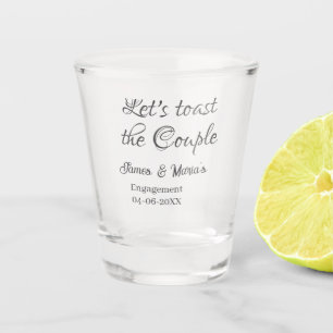 Laten we het couple engagement party naam datum to shot glas