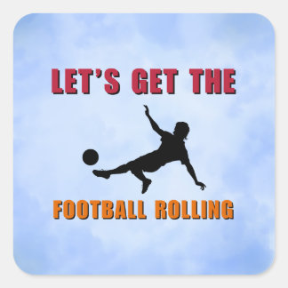 Laten we het football aan het rollen brengen vierkante sticker