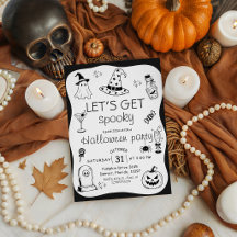 Laten we het griezelig Zwarte Witte Doodle Hallowe