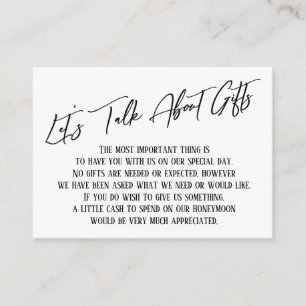 Laten we het hebben over cadeaubonnen die weddensc informatiekaartje