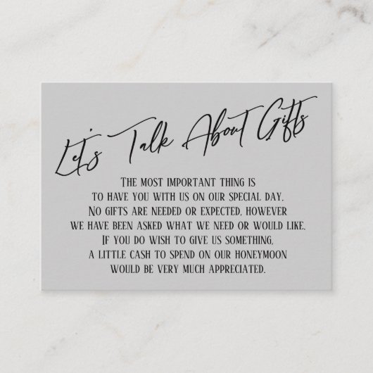 Laten we het hebben over cadeautjes handschrift Li Informatiekaartje (Voorkant)