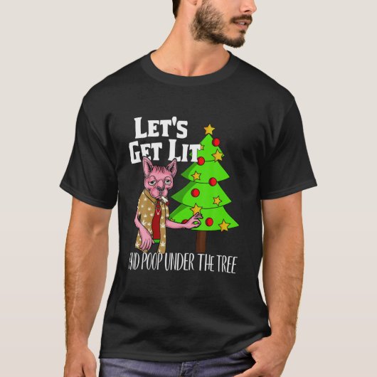 Laten we het leuke kerstpyjama-Kat met kerstmis ha T-shirt (Voorkant)
