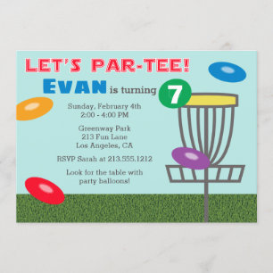 LATEN WE HET PAR-T-SHIRT Disc Golf Birthday Party Kaart