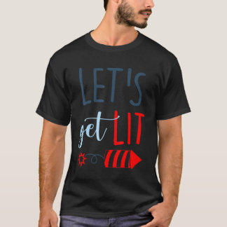 Laten we het patriottische 4 juli vuurwerk afsteke t-shirt