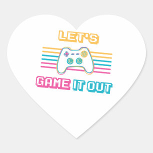 Laten we het uitspelen - Retrostijl Hart Sticker