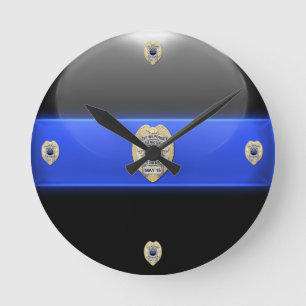 Laten we het vergeten - Thin Blue Line Badge Ronde Klok