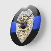 Laten we het vergeten - Thin Blue Line Badge Ronde Klok (Hoek)