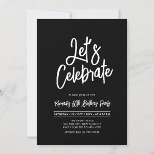 Laten we het vieren   Chic Script 60ste verjaardag Kaart