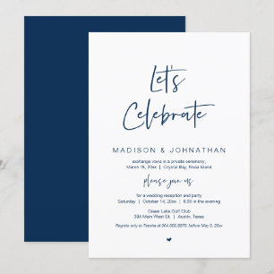 Laten we het vieren, Marineblauw, Trouw Elopement  Kaart