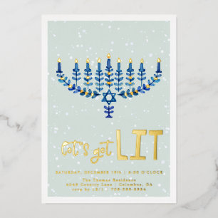 Laten we het vuurwerk doen Uitnodiging Hanukkah-