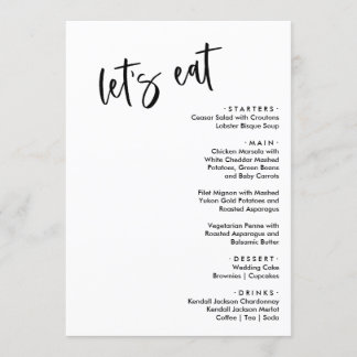 Laten we huwelijksmenu's eten menu