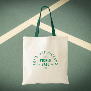 Laten we ingemaakt worden na Pickle Ball Groen Han Tote Bag