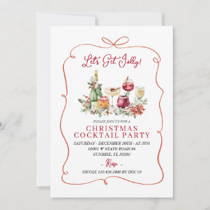 Laten we Jolly Winter Cocktail Hand Drawn Party Kaart