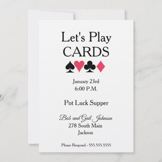 Laten we Kaarten afspelen met een stevige uitnodig (Voorkant)