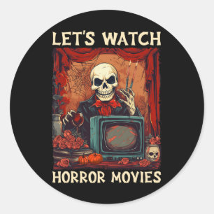Laten we kijken Horror Films Gothic Halloween Skel Ronde Sticker