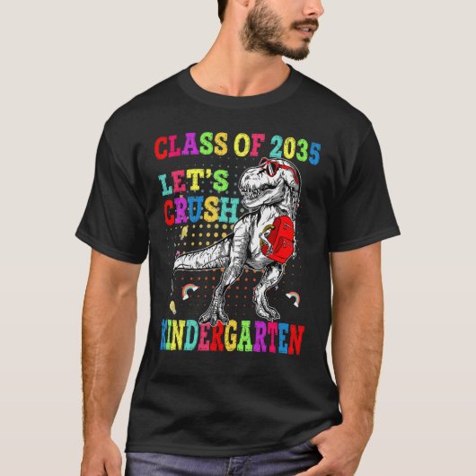 Laten we kleuterschool Rex terug naar de schoolkla T-shirt (Voorkant)