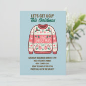 Laten we lelijk worden deze kerst tacky trui feest kaart (Staand voorkant)