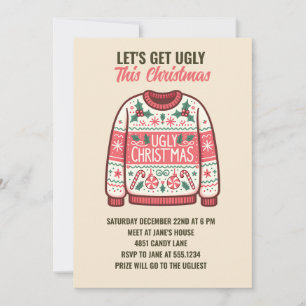 Laten we lelijk worden deze kerst tacky trui feest kaart