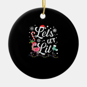 Laten we Lit Adult Flamingo Funny Kerstmis halen Keramisch Ornament