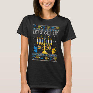 Laten we Lit Chanukah Hanukkah Funny Kerstmis Ug h T-shirt