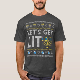 Laten we Lit Chanukah Joodse Jew Dreidel Hannukah  T-shirt