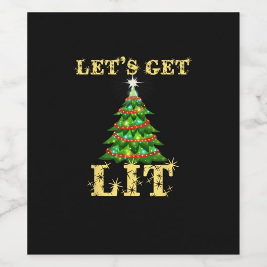 Laten we Lit Drink grappige kerst krijgen Wijn Etiket (Enkel label)