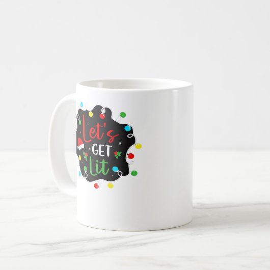 Laten we Lit Funny Kerstmis Drink lichte zandel kr Koffiemok (Voorkant links)