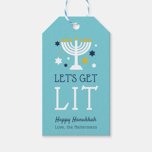 Laten we Lit halen | Funny Hanukkah Cadeaulabel (Voorkant)