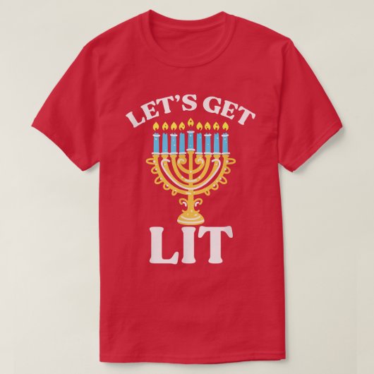 Laten we Lit Hanukkah Shirt Jew Menorah Joodse Ch  (Design voorkant)