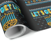 Laten we Lit Menorah Hanukkah Funny Kerstmis Ugly  Cadeaupapier (Rol Hoek)