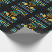 Laten we Lit Menorah Hanukkah Funny Kerstmis Ugly  Cadeaupapier (Hoek)