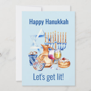 Laten we Lit Wine Lover Hanukkah halen Feestdagenkaart