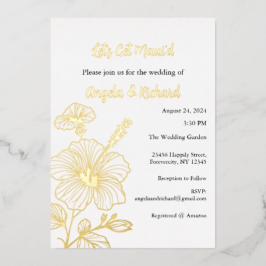 Laten we Maui's bruiloft Folie uitnodigen Folie Uitnodiging (Voorkant)