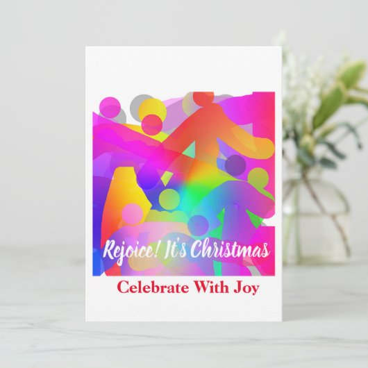 Laten we met vreugde vieren dat het Kerstmis is Feestdagenkaart (Staand voorkant)