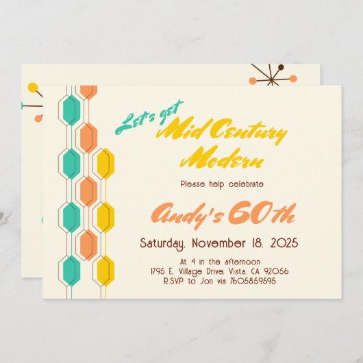 Laten we Mid Century Modern Verjaardag Retro Groov Kaart (Voorkant / Achterkant)