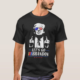 Laten we naar Brandon Trump Middle Finger gaan - L T-shirt
