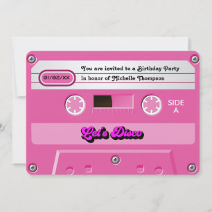 Laten we naar de Disco Retro Cassetterecord Verjaa Kaart