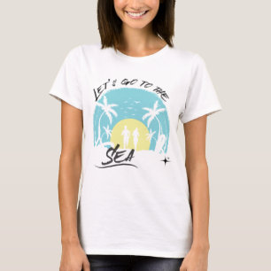 Laten we naar het Zee gaan - Retro Tropical Beach T-shirt