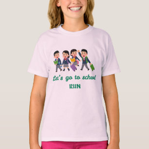 Laten we naar school gaan, rennen! Grappig meisje T-shirt