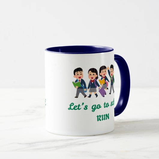 Laten we naar school gaan, rennen! Grappig terug n Mok (Voorkant rechts)