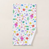 Laten we naar Space White Pattern UFO gaan Bad Handdoek (Handdoek)