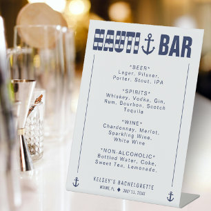 Laten we Nauti Bachelorette Party Bar Drinken hale Reclamebord Met Voetstuk