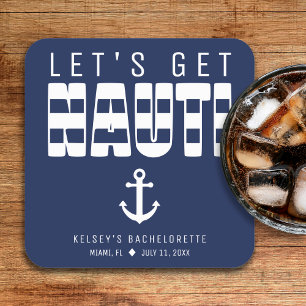 Laten we Nauti Blue Bachelorette feestje nemen Vierkante Kartonnen Onderzetter