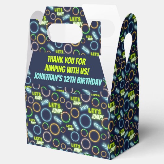 Laten we Neon Trampoline Park Birthday op springen Bedankdoosjes (Geopend)