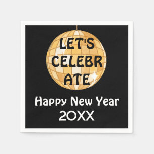 Laten we NYE Disco Ball Gold vieren Servet