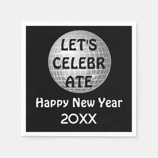 Laten we NYE Disco Ball Silver vieren Servet (Voorkant)