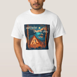 Laten we onder de sterren slapen Kampeer kunst T-shirt