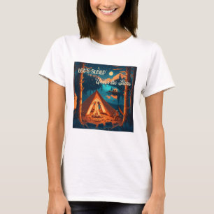 Laten we onder de sterren slapen Kampeer kunst T-shirt