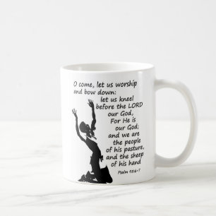 laten we ons aanbidden en knielen koffiemok